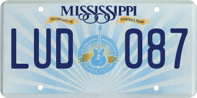 MS license plate LUD087