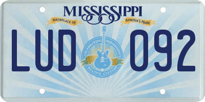 MS license plate LUD092