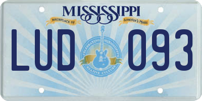 MS license plate LUD093