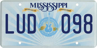 MS license plate LUD098