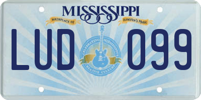MS license plate LUD099