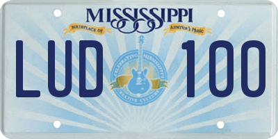 MS license plate LUD100