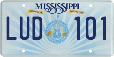 MS license plate LUD101