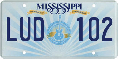 MS license plate LUD102