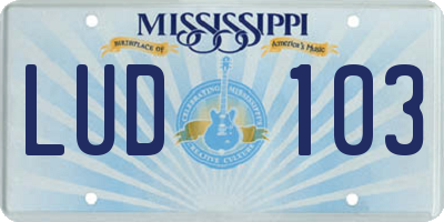 MS license plate LUD103