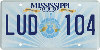 MS license plate LUD104