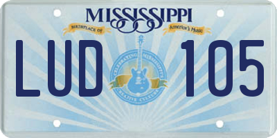 MS license plate LUD105