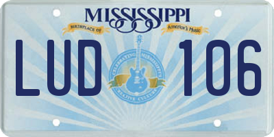 MS license plate LUD106