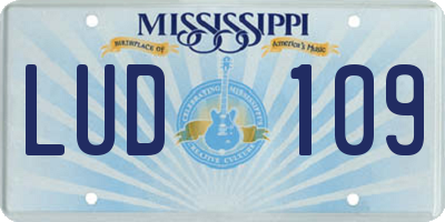 MS license plate LUD109