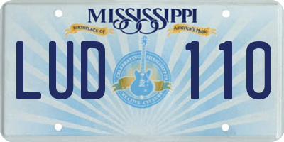 MS license plate LUD110