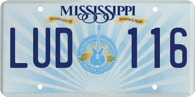 MS license plate LUD116