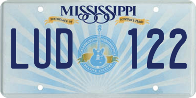 MS license plate LUD122