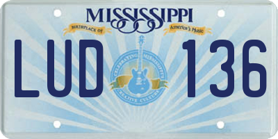 MS license plate LUD136