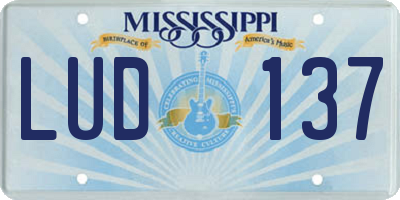 MS license plate LUD137