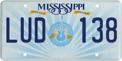 MS license plate LUD138