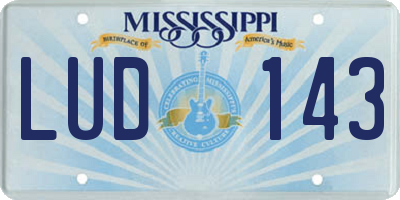 MS license plate LUD143