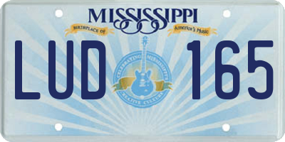 MS license plate LUD165