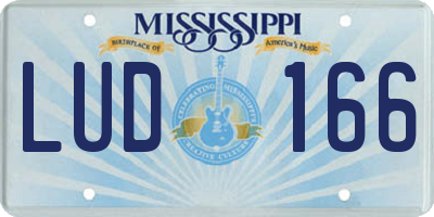 MS license plate LUD166