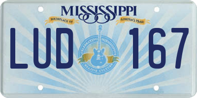 MS license plate LUD167