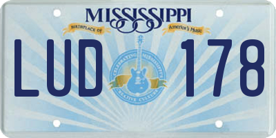 MS license plate LUD178