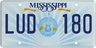MS license plate LUD180