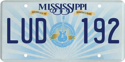 MS license plate LUD192