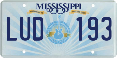 MS license plate LUD193