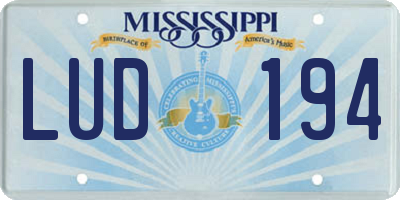 MS license plate LUD194