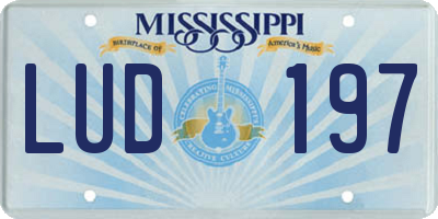 MS license plate LUD197