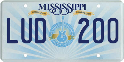 MS license plate LUD200