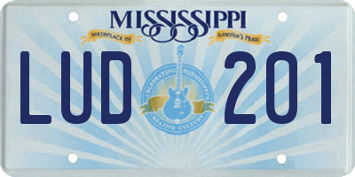 MS license plate LUD201