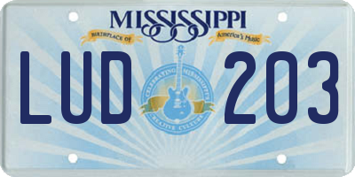 MS license plate LUD203