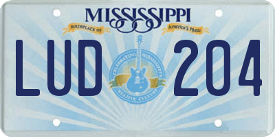 MS license plate LUD204