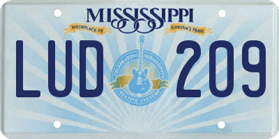MS license plate LUD209