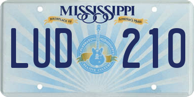 MS license plate LUD210