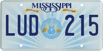 MS license plate LUD215