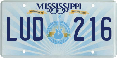 MS license plate LUD216