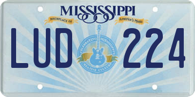 MS license plate LUD224