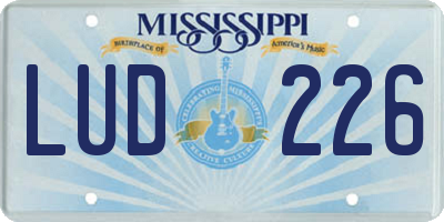 MS license plate LUD226