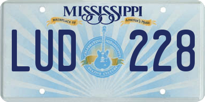 MS license plate LUD228
