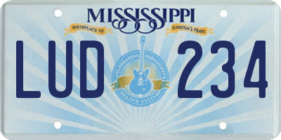 MS license plate LUD234