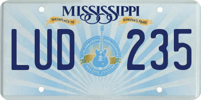 MS license plate LUD235