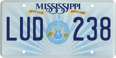 MS license plate LUD238