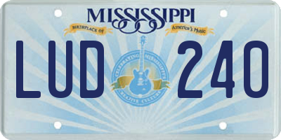 MS license plate LUD240