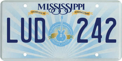 MS license plate LUD242
