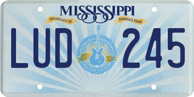 MS license plate LUD245