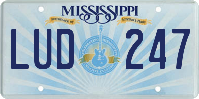 MS license plate LUD247