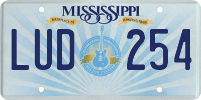MS license plate LUD254