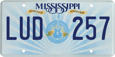 MS license plate LUD257