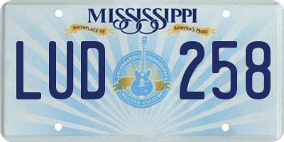 MS license plate LUD258